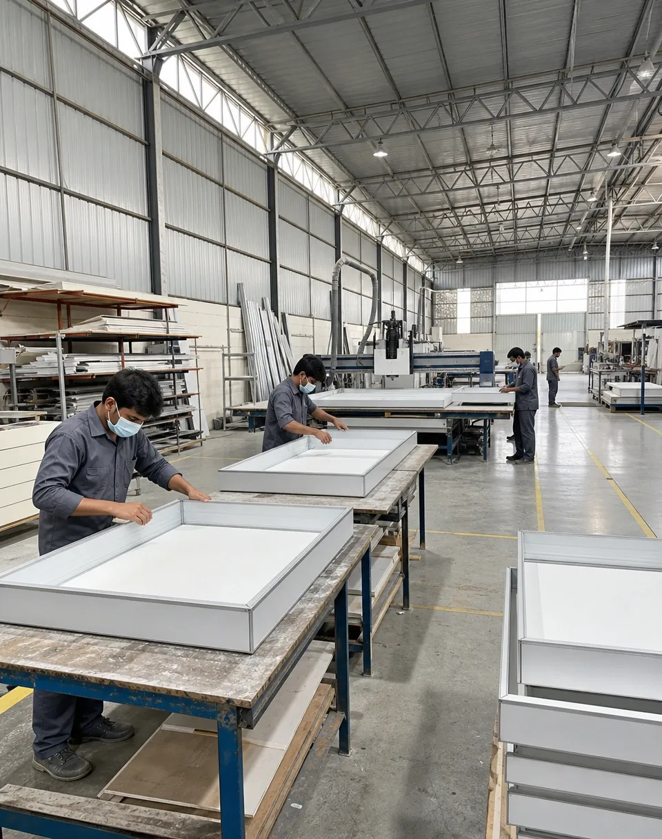 IBS in-house manufacturing facility in Mumbai, with fabrication bays running under one roof