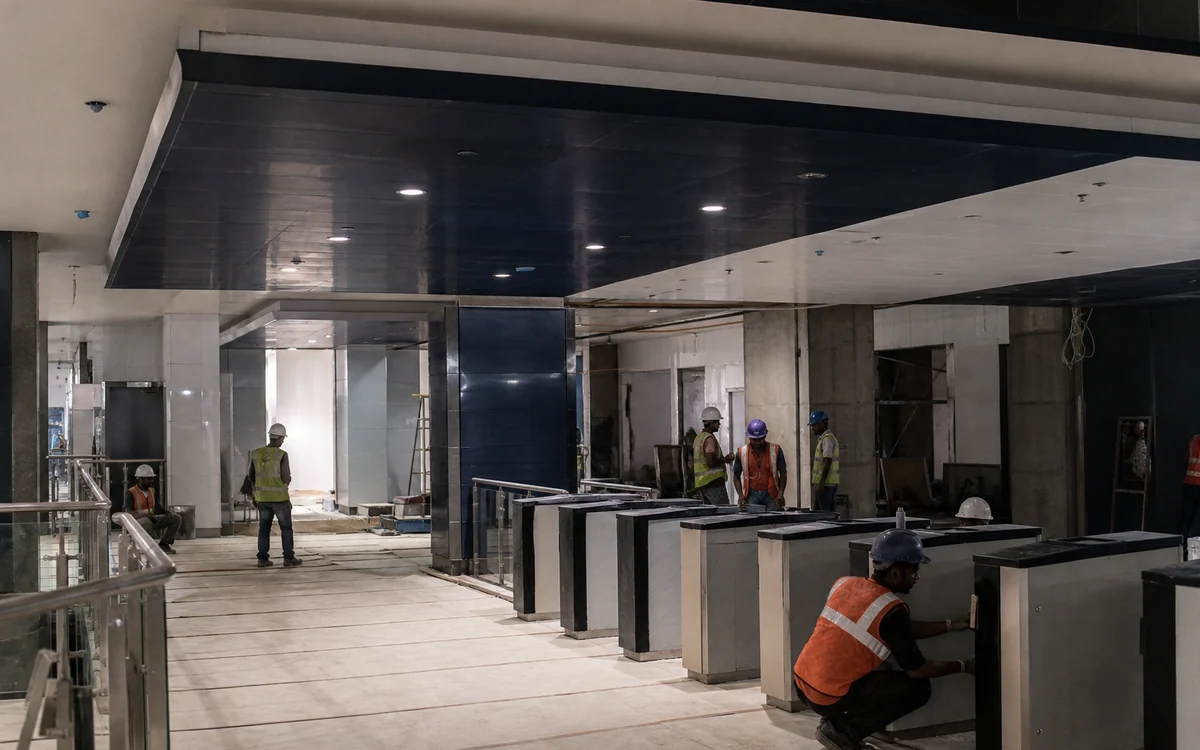 Completed metro & railway station fit-outs handed over on an Indian commercial project