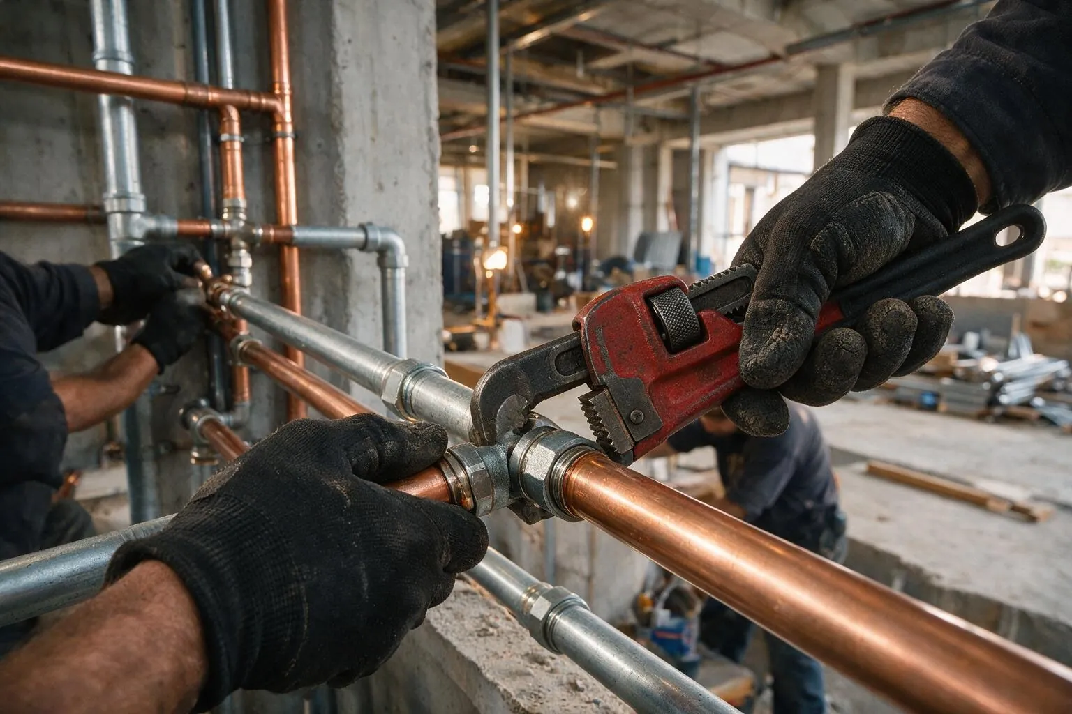 Completed plumbing works handed over on an Indian commercial project