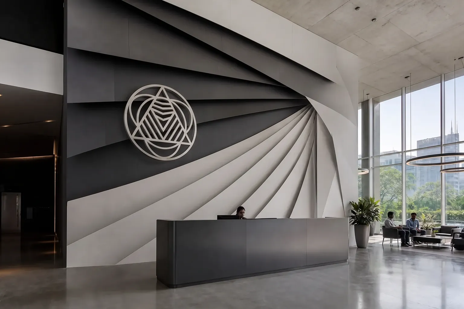 Completed custom fabricated branding installed at a commercial site in India
