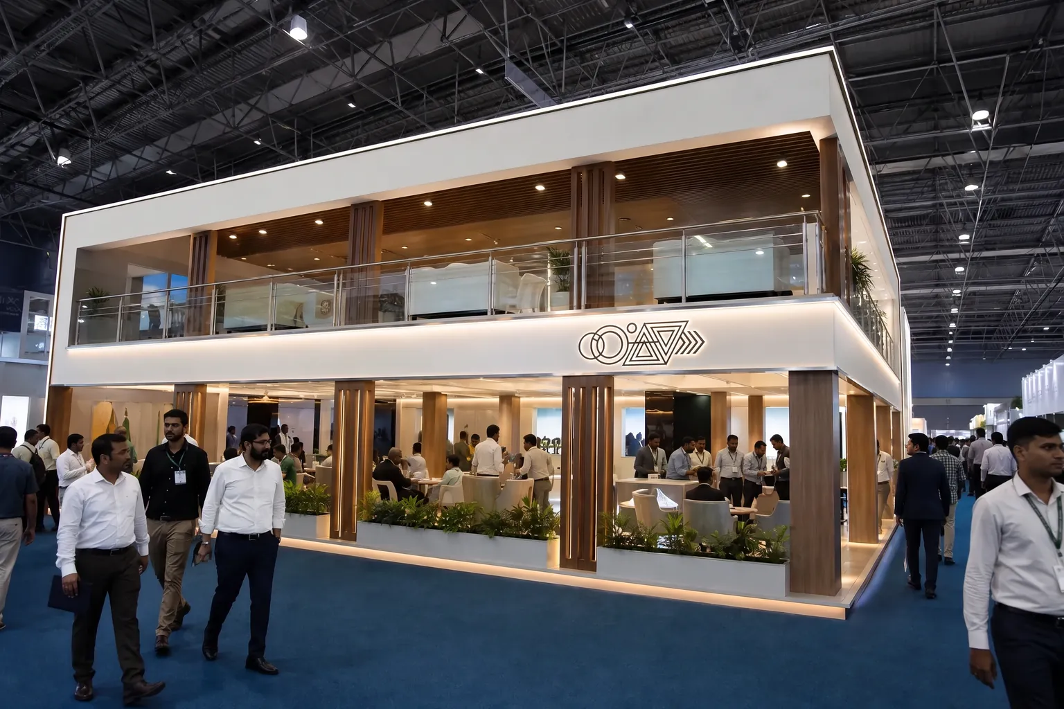 Completed exhibition stalls installed at a commercial site in India