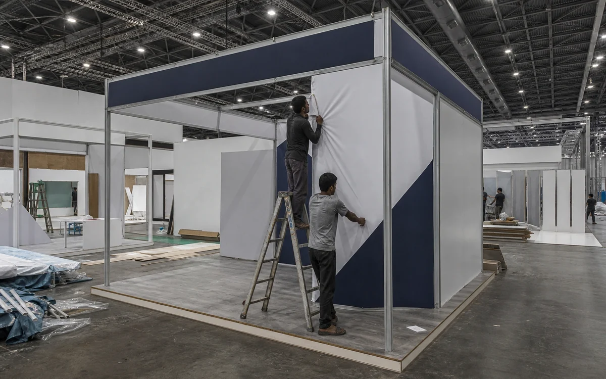 Exhibition Stalls being assembled at the IBS manufacturing facility in Mumbai