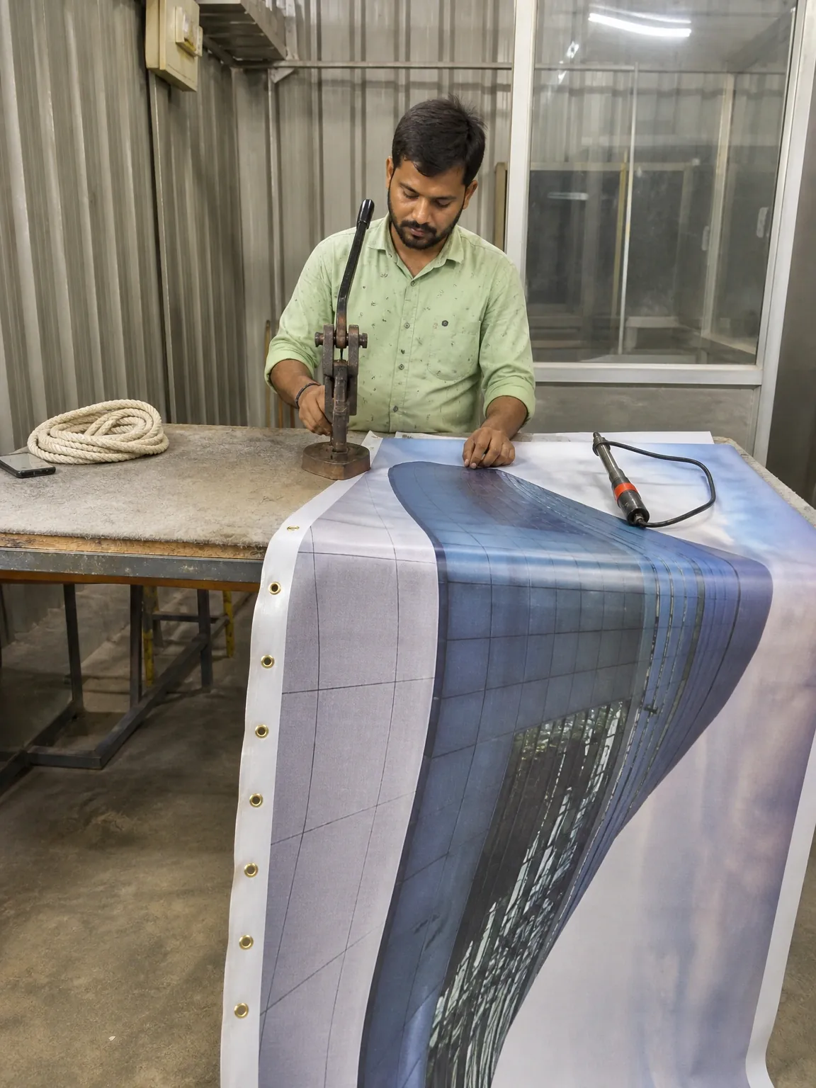 Flex Banner Printing being assembled at the IBS manufacturing facility in Mumbai
