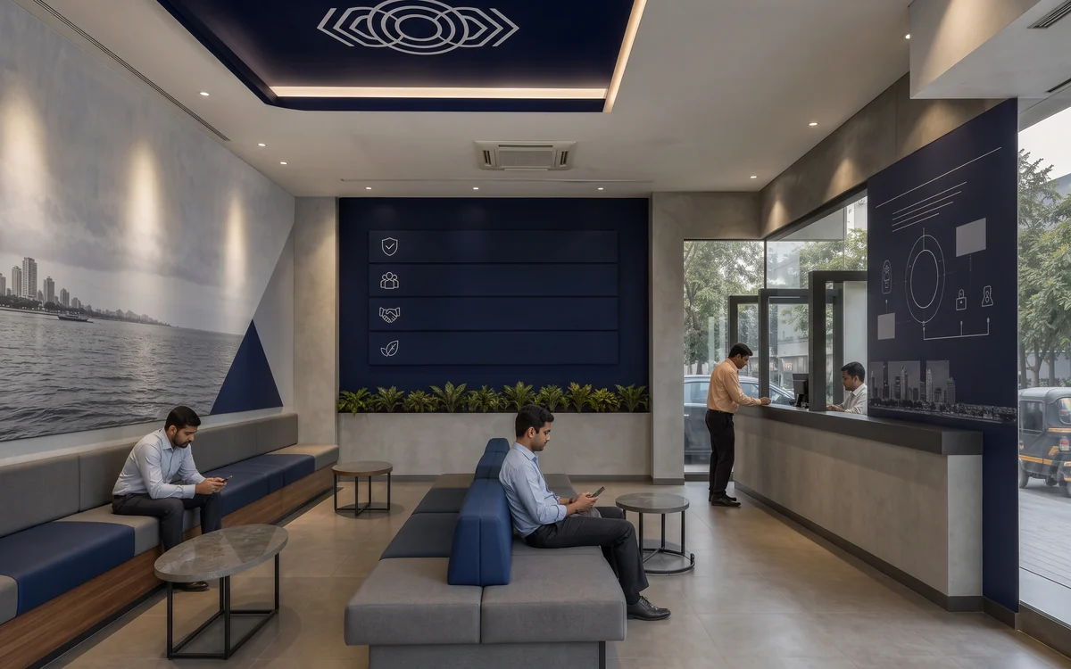 Customer Waiting-Area Branding: In-Branch Graphics: BFSI & Retail Rollouts, Impulse Branding Solutions