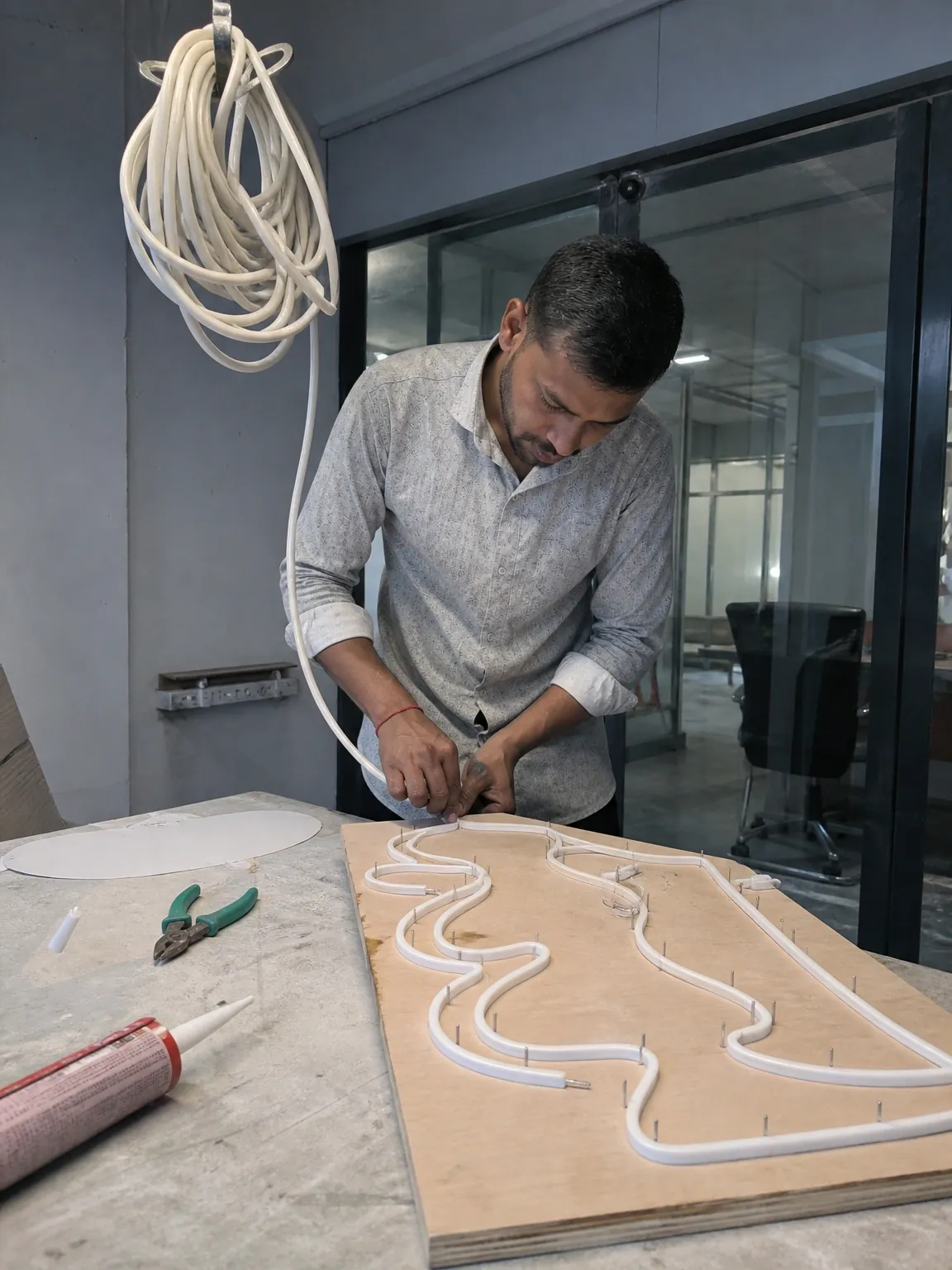 Neon Sign Boards being assembled at the IBS manufacturing facility in Mumbai