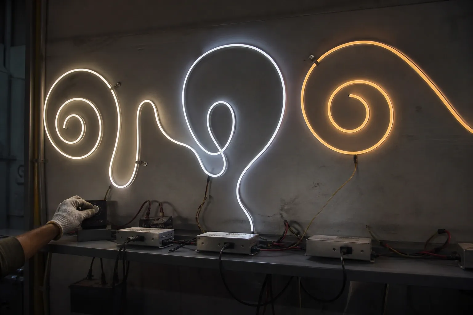 Finished neon sign boards checked at the IBS facility before dispatch
