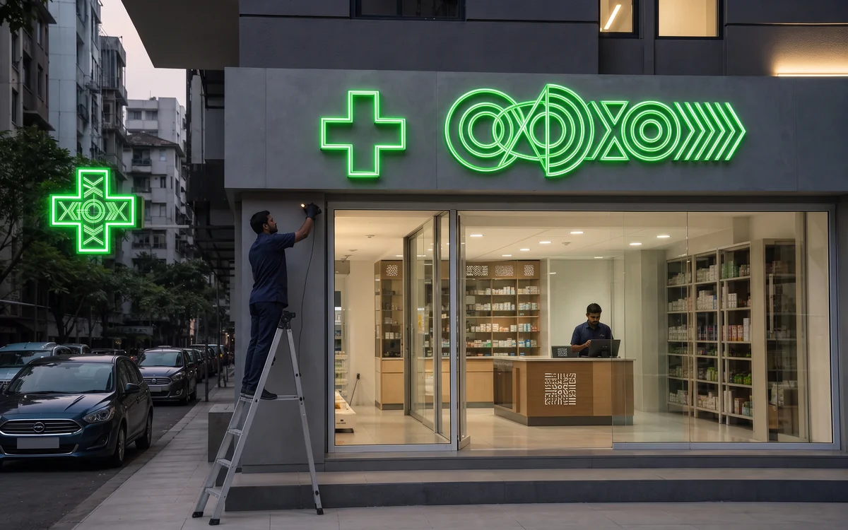 Healthcare: Pharmacy Crosses, Clinic Identity: Neon Sign Boards, Impulse Branding Solutions