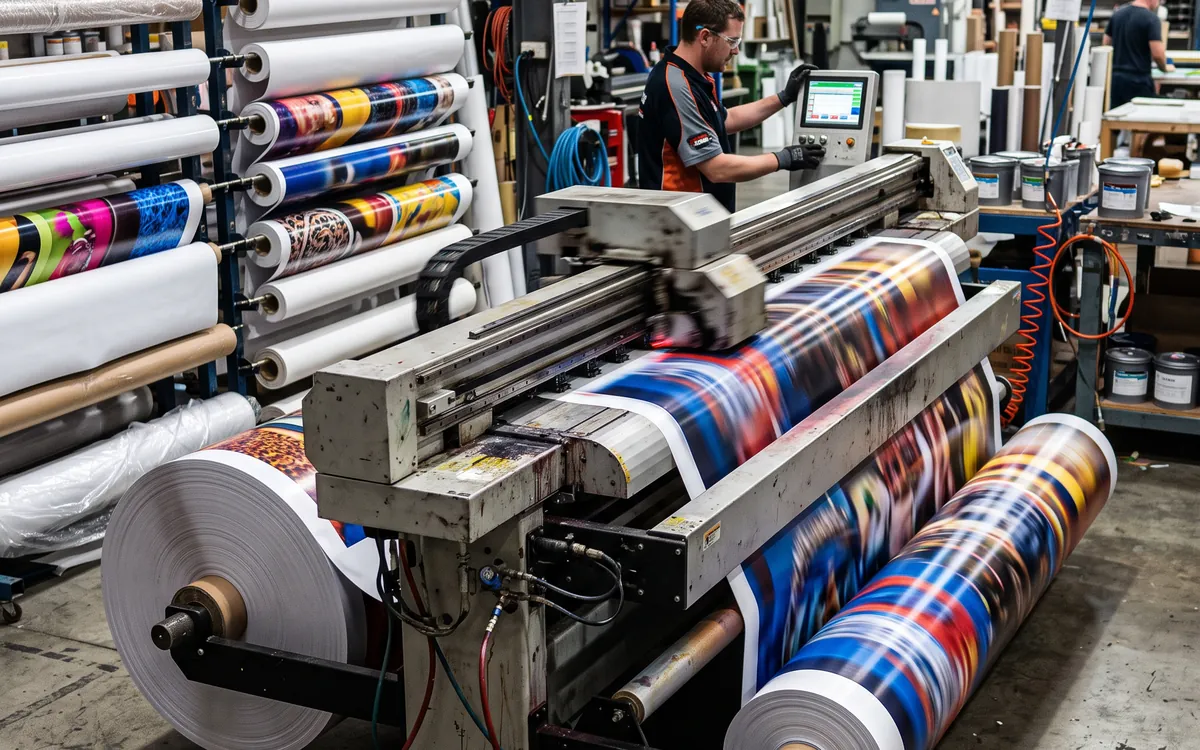 Large-format vinyl and flex banners on a wide-format printer