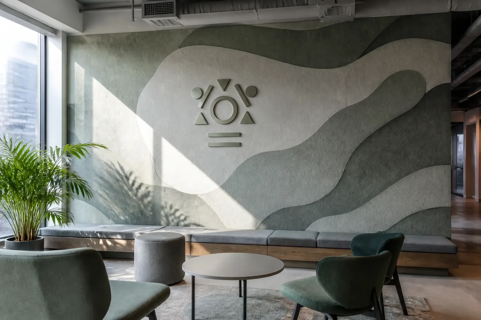 Completed wall branding & wall graphics installed at a commercial site in India