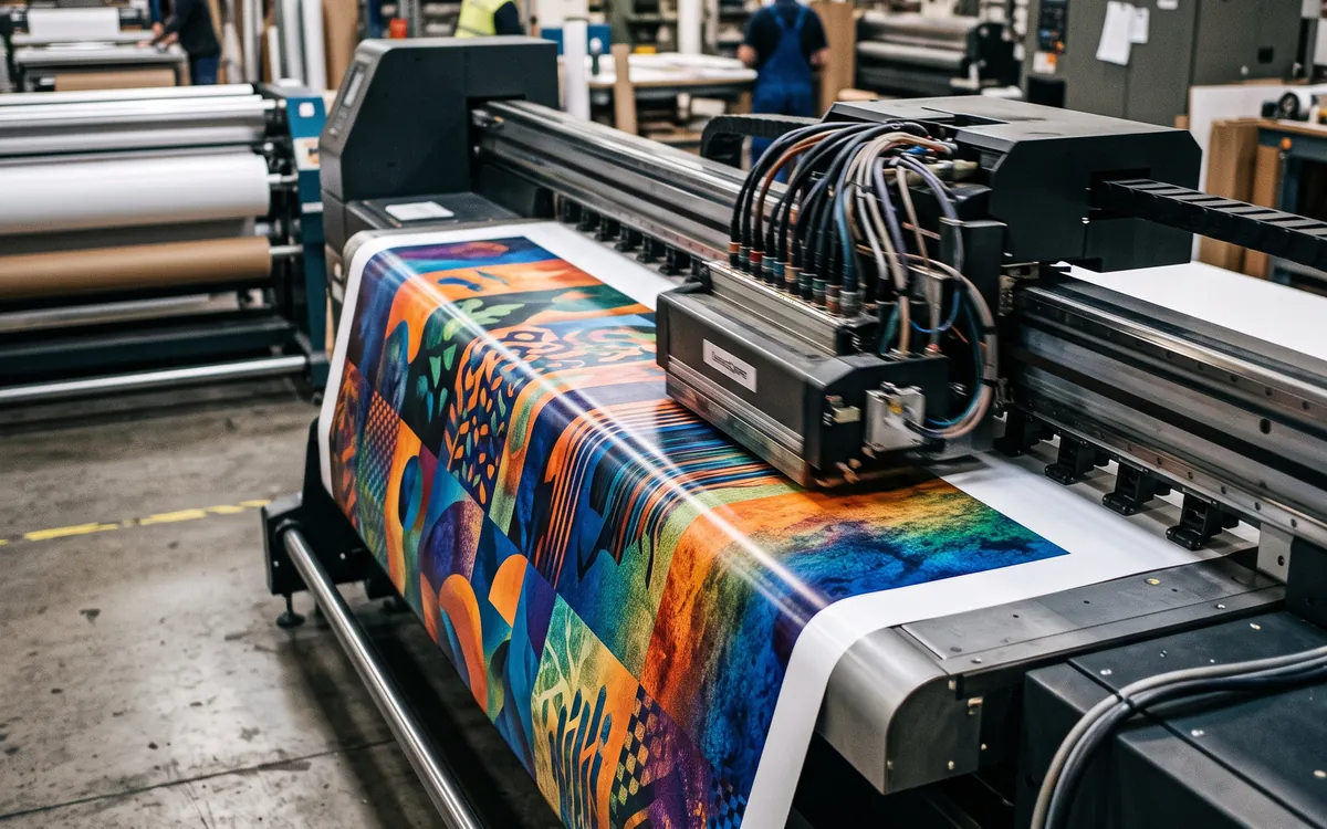 Wide-format inkjet printer printing a large graphic panel